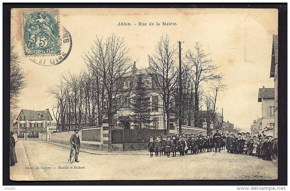 CPA  ANCIENNE- FRANCE- ABLON (94)- RUE DE LA MAIRIE AVEC MAGNIFIQUE ANIMATION - Ablon Sur Seine