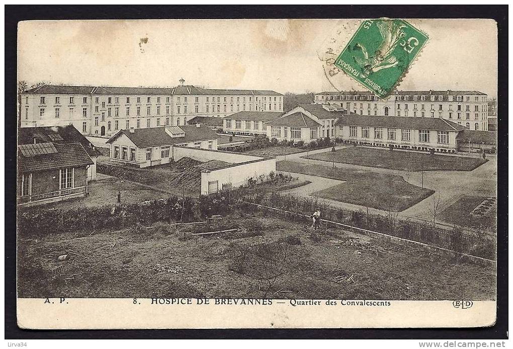 CPA  ANCIENNE- FRANCE- BREVANNES (94)- L'HOSPICE- VUE GENERALE AVEC LES JARDINS- ANIMATION - Limeil Brevannes