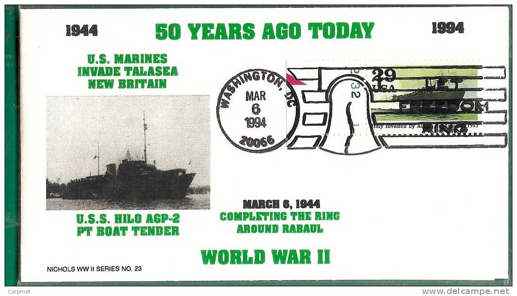 US - 2 -  WORLD WAR II - U.S. MARINES INVADE TALASEA - 50Th COMM 1994 VF CACHETED COVER - Event Covers