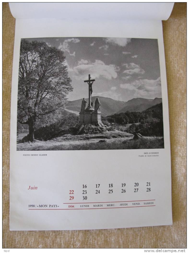 Calendrier  Mon Pays 8è Année  1958 Imprimerie Et  éditions Sutter, Woerth Bas Rhin - Grand Format : 1941-60