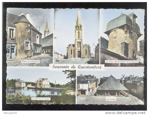 Souvenir De Questembert Multivue édit.artaud Place Aux Moutons Moulin De Célac Les Halles La Tour L' église - Questembert