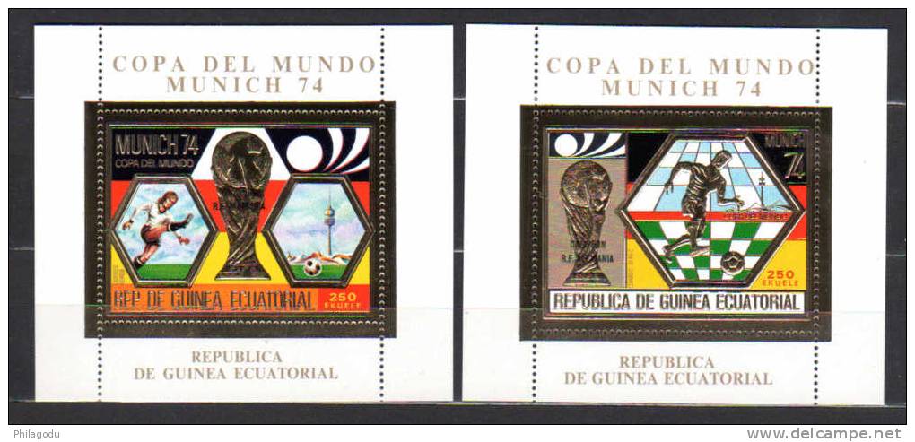 Guinée Equatoriale 1974, Coupe Du Monde De Football à Munich, Cadre Or, Mi 123 / 124** - 1974 – West Germany