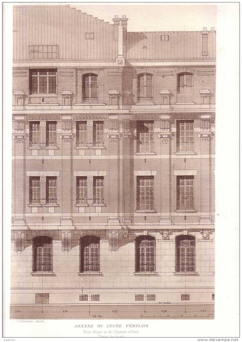 L´Architecture  1913  /  PARIS  ANNEXE DU LYCÉE FÉNELON Rues Suger Et L´Éperon / Détail De Façade / 6ème Arrondissement - Architektur