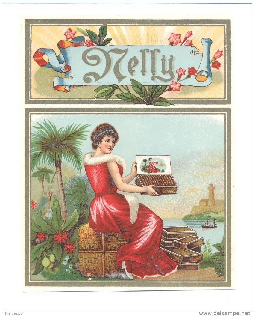 Etiquette De Boite De Cigares    Nelly                 12.2 X 15.9 Cm - Etiketten