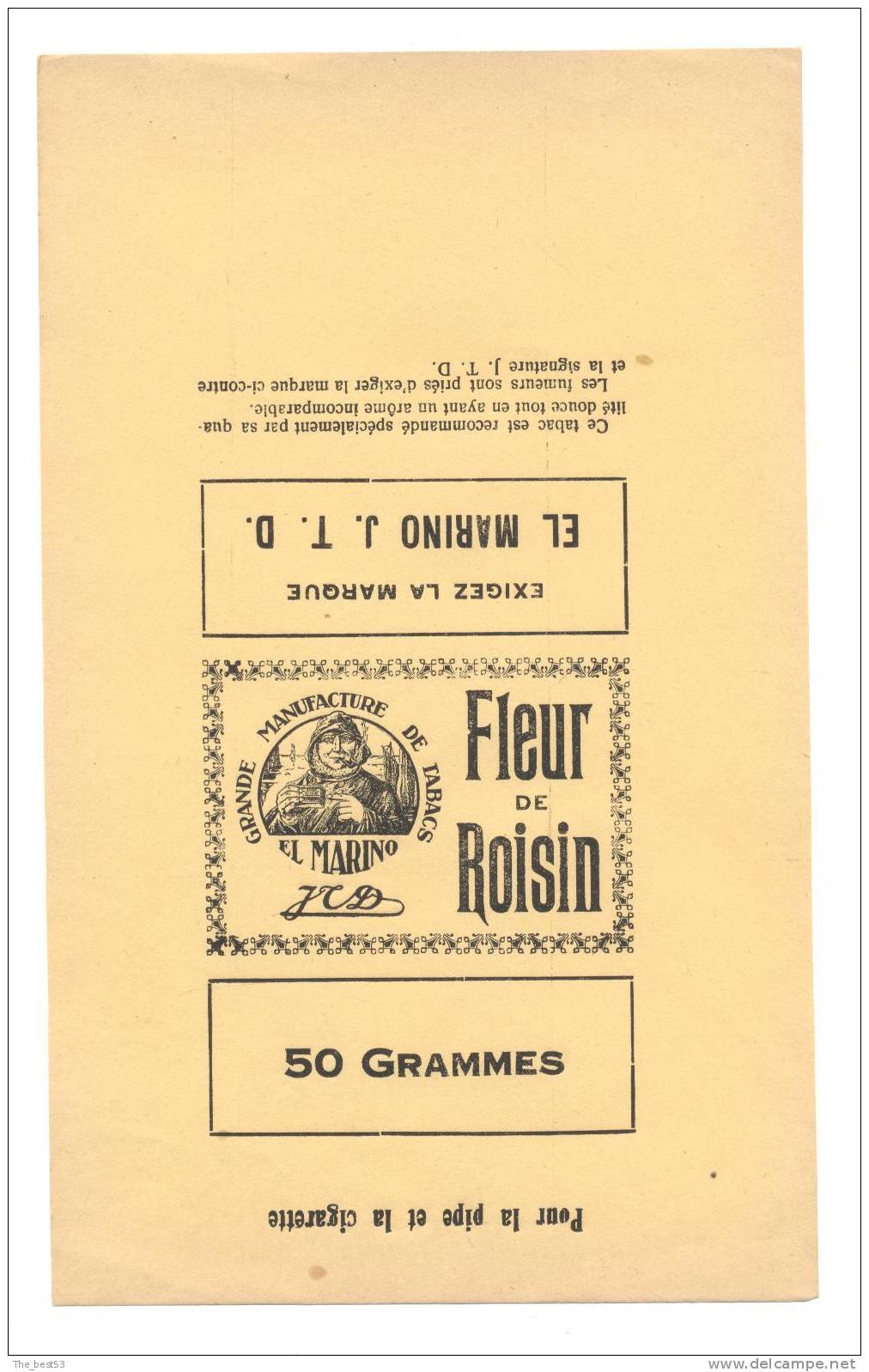 Etiquette Emballage Paquet De 50gr  Tabac à Rouler  Fleur De Roisin     15.2 X 24.7 Cm - Estuches Para Cigarrillos (vacios)