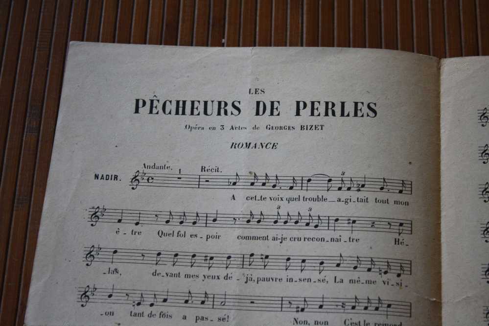 ROMANCE OPERA DE GEORGES BIZET -LES PECHEURS DE PERLES -PARTITION MUSICALE  MUSIQUE - Opéra