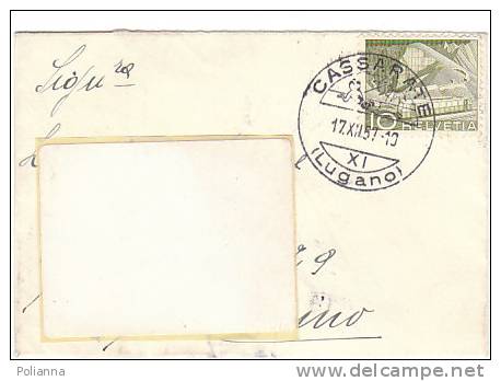 A0491 - 20 Cent. Treno VG Cassarate -Torino 17-12-1957 - Lettres & Documents