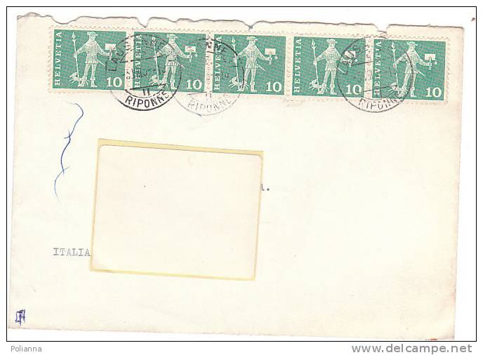 A0494 - 5 X 10 Cent. VG Losanna -Torino 1961 - Storia Postale