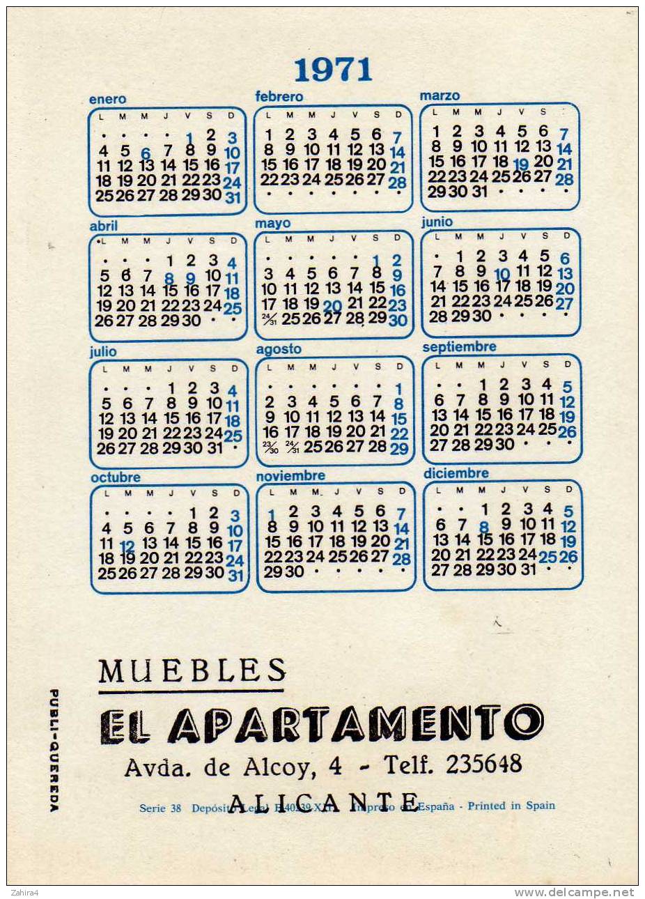 Muebles  -  EL  APARTAMENTO  -  ALICANTE  -  Calendrier 1971 - Tamaño Pequeño : ...-1900