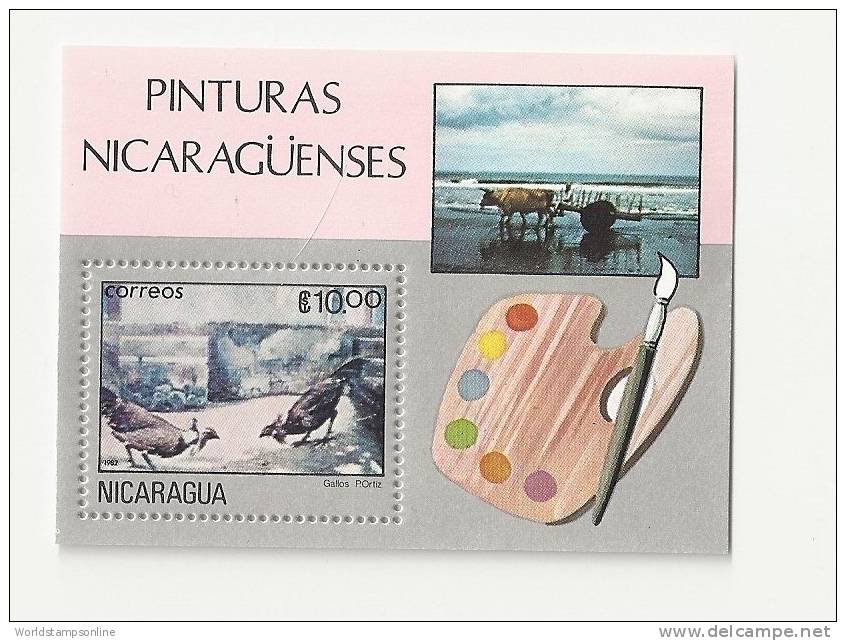 Nicaragua, 1 Stamp In Block, Year 1982, SG MS2386, Paintings, MNH (**) - Nicaragua