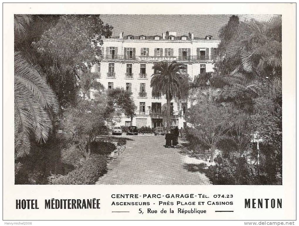 Alpes Maritimes - Menton Hotel De La Méditerranée , 5 Rue De La République - Menton