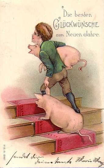 CPA EN RELIEF  CARTE GAUFREE ** EMBOSSED CARD ** COCHON ** PIG ** VARKEN ** GARCON - Cochons