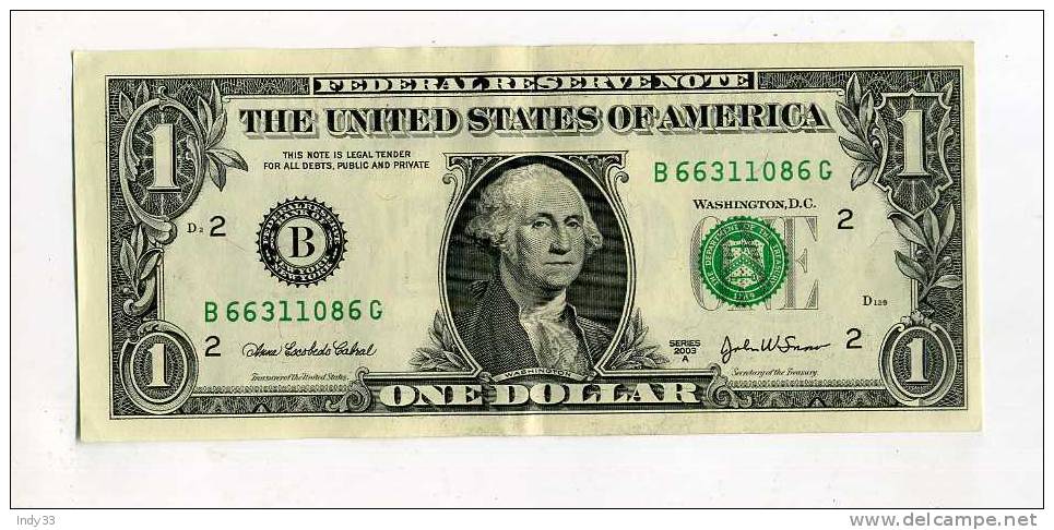 - ETATS-UNIS . 1 $ 2003 . ASSEZ BON ETAT . PLI VERTICAL - Federal Reserve Notes (1928-...)