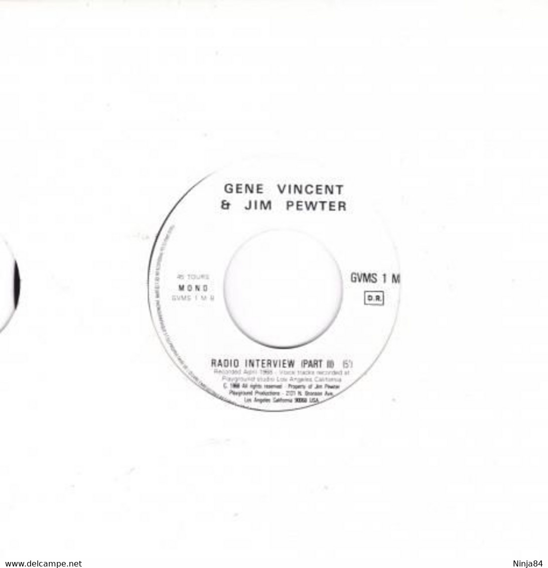 SP 45 RPM (7")  Gene Vincent / Jim Pewter  "  Radio Interview  " - Rock