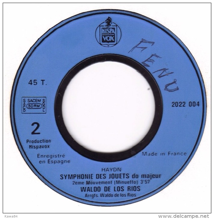 SP 45 RPM (7")  Waldo De Los Rios  "  Mozart Symphonie N° 40  " - Classique