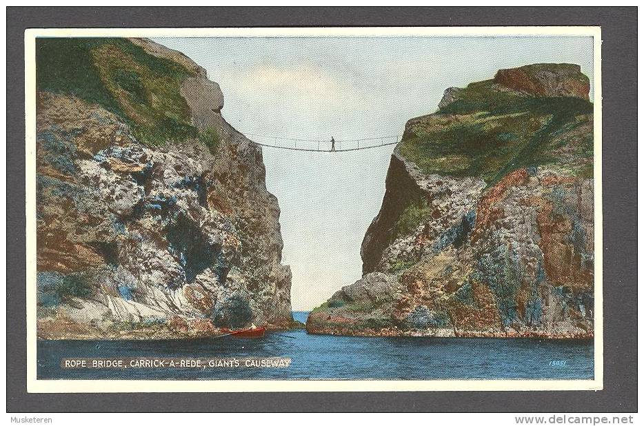 United Kingdom PPC Northern Ireland Rope Bridge, Carrick-a-Rede, Giants Causeway Valentine´s Postcard - Antrim