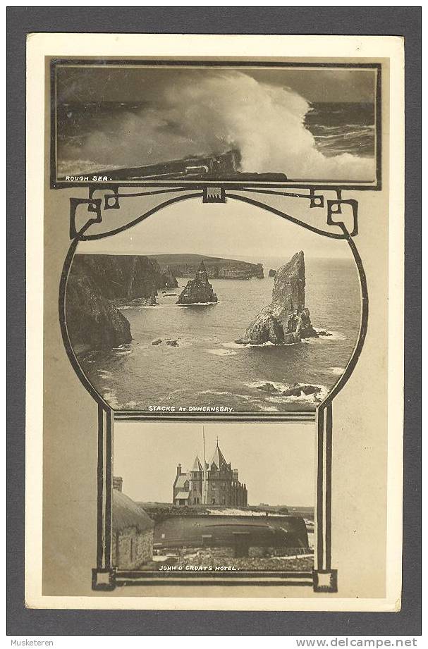 United Kingdom PPC Scotland Stacks At Duncansbay Rough Sea John O Croats Hotel Real Photo Véritable - Caithness