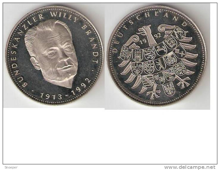 Medaille Bundeskanselier W Brandt, 1913-1992,proof - Andere & Zonder Classificatie