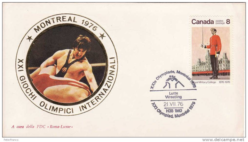 1976 Canada - Olimpiadi Di Montreal - FDC Annullo Speciale - Wrestling