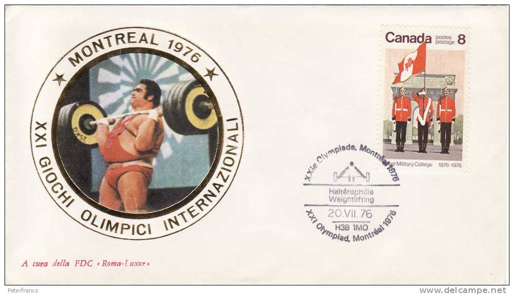 1976 Canada - Olimpiadi Di Montreal - FDC Annullo Speciale - Haltérophilie