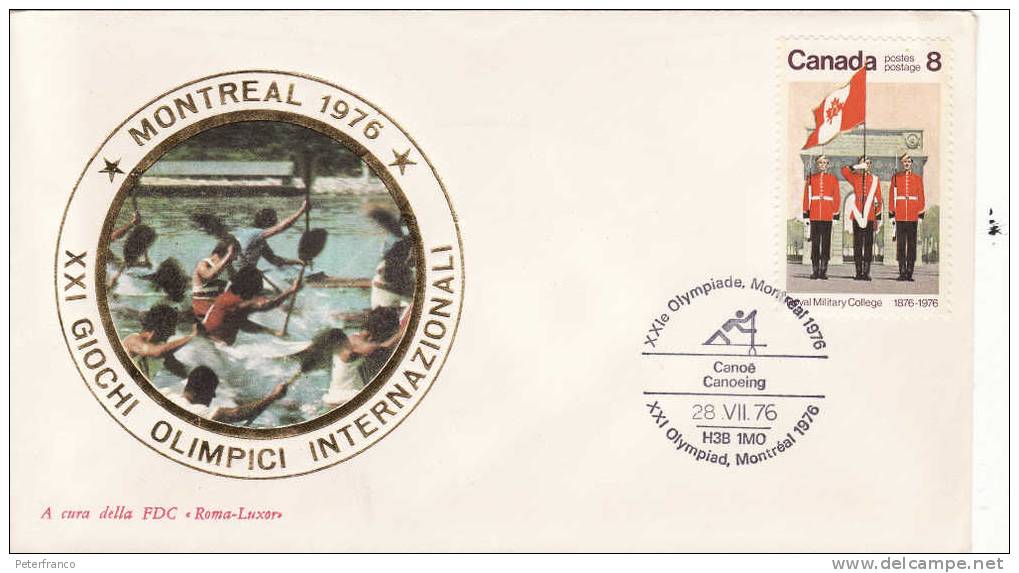 1976 Canada - Olimpiadi Di Montreal - FDC Annullo Speciale - Canoa