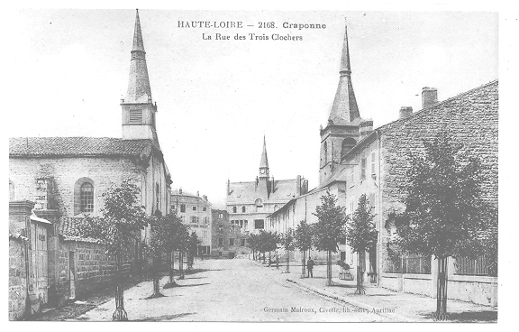 43 // CRAPONNE, La Rue Des Trois Clochers  / Germain Malroux édit 2168 - Craponne Sur Arzon