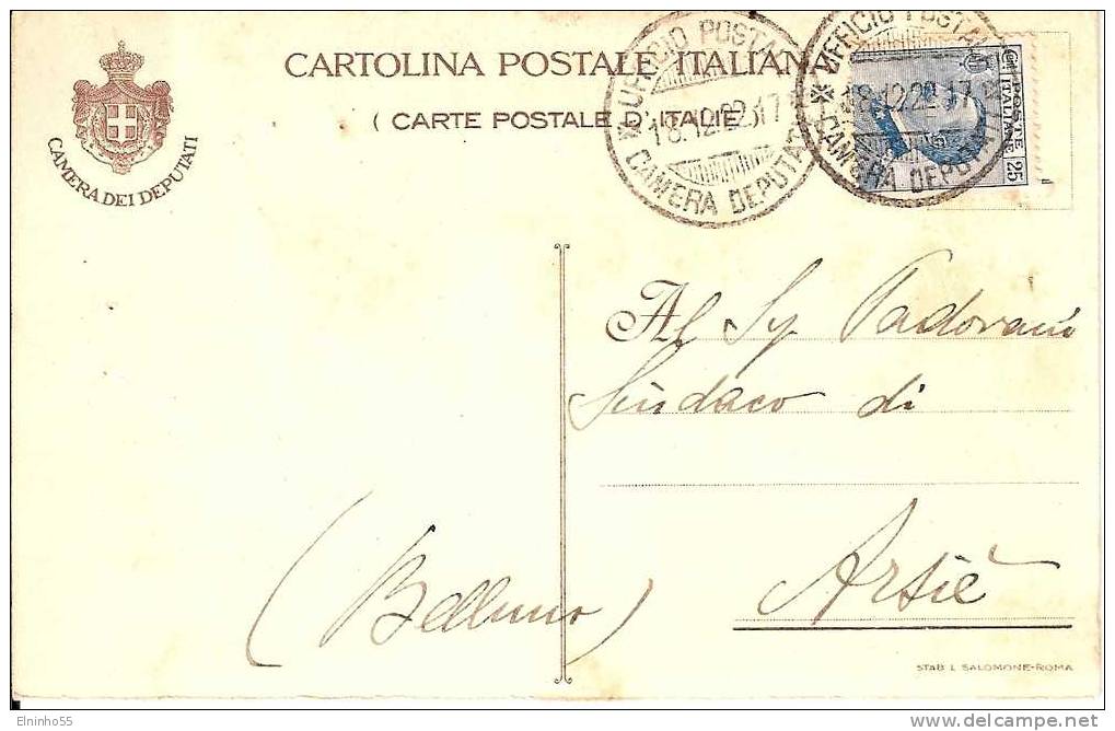 1922 Cartolina Pubblicità Camera Dei Deputati - Advertising