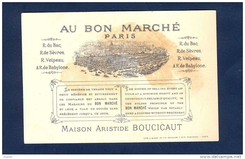 Au Bon Marché Chromo Lith. J. Minot Scène De Campagne, Voiture D´enfants - Au Bon Marché