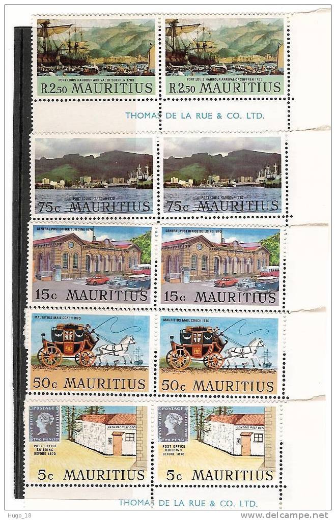 Mauritius 1970: Ville Ancienne Et Moderne  YT N°364/368 Paire - Mauritius (1968-...)