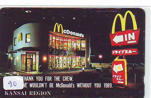 TELECARTE McDonald's  JAPON (90) MacDonald's *  McDonald´s RESTAURANT JAPAN * PHONECARD * TELEFONKARTE - Alimentation