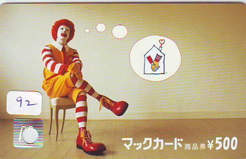 PREPAID CARTE McDonald's  JAPON (92) MacDonald's *  McDonald´s  JAPAN * - Alimentation