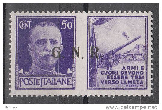 Italia   -   1943-44.  Propaganda Di Guerra  " G.N.R."  II Tipo.  Integro, Ottima Centratura - Propaganda Di Guerra