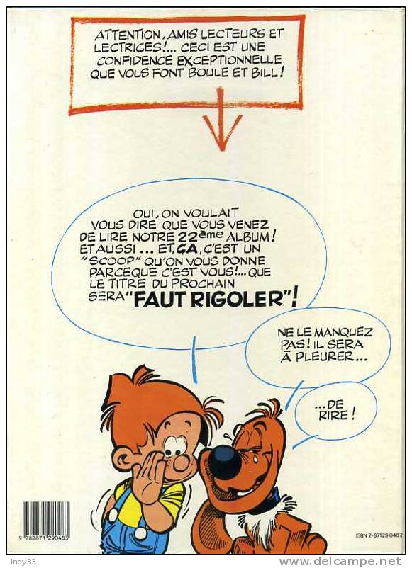 - 22 ! V'LA BOULE ET BILL . DARGAUD 1988 - Boule Et Bill