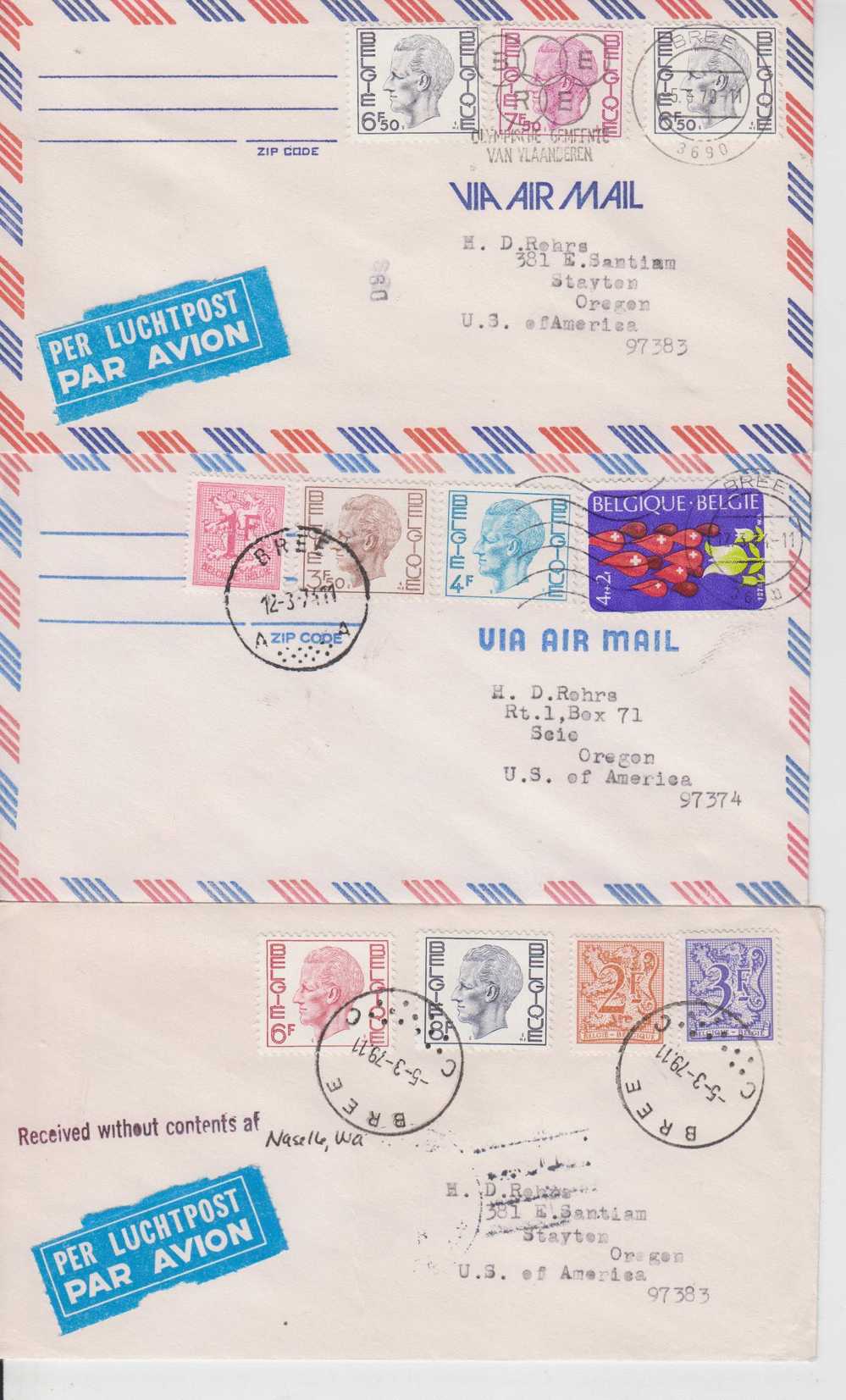 Belgique 15 Lettres Pour Les USA - Sammlungen