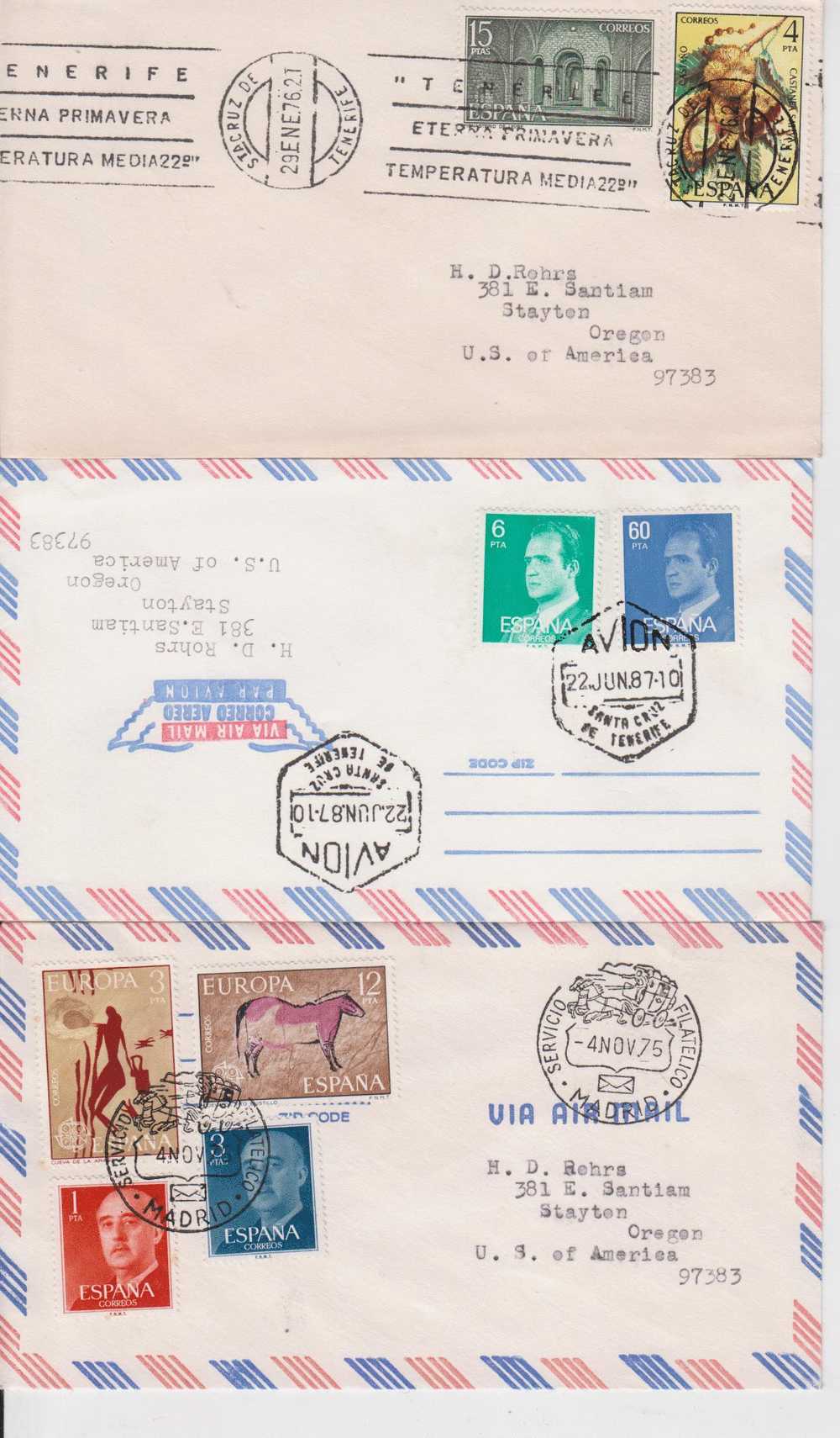 Espagne 19 Lettres Pour Les USA : Période Moderne - Verzamelingen