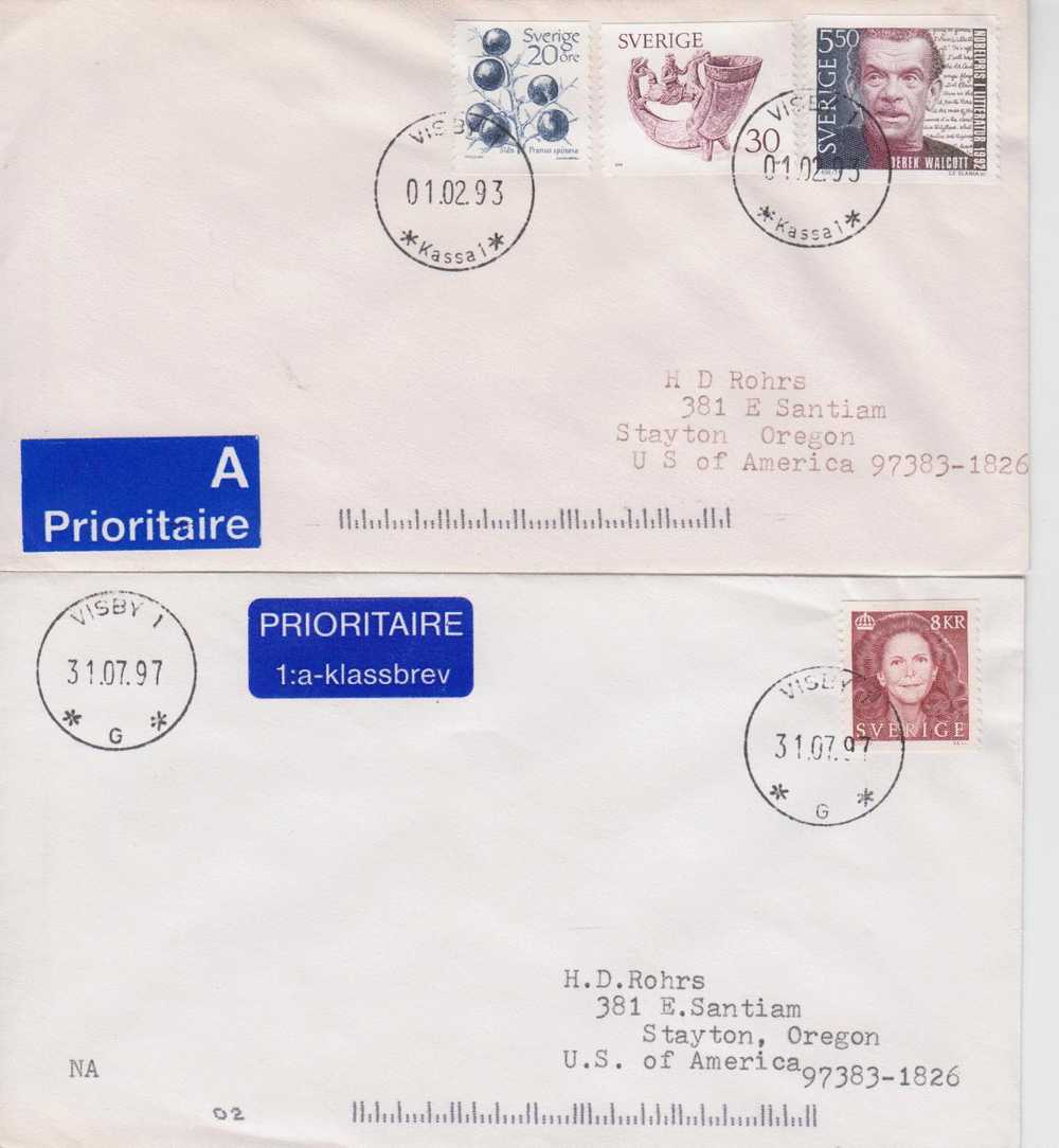 Suède 11 Lettres Pour Les USA : Beaux Affranchissement Composés - Colecciones