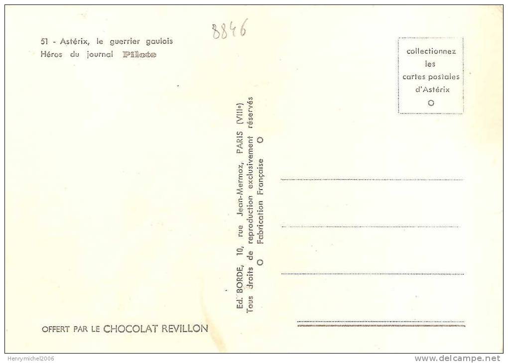 Bd - Astérix Par Uderzo , Héros Du Journal Pilote , Offert Par Le Chocolat Revillon , Ed Borde N51 - Stripverhalen