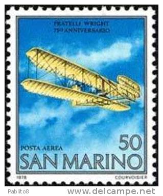 SAN MARINO 1978 POSTA AEREA AIR MAIL FRATELLI WRIGHT BROTHERS SERIE COMPLETA COMPLETE SET  MNH - Airmail