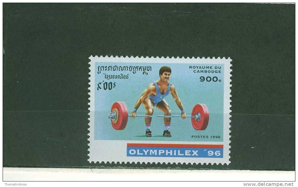 T0998 Halterophilie 1382J Cambodge 1996 Neuf ** Jeux Olympiques D´ Atlanta - Haltérophilie