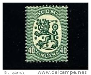 FINLAND - 1921  LION (HELSINKI)  40 P.  GREEN    MINT NH - Unused Stamps