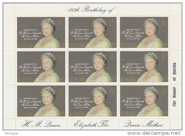 St Helena-1980 80th Birthday Queen Mother MNH Sheetlet - Saint Helena Island