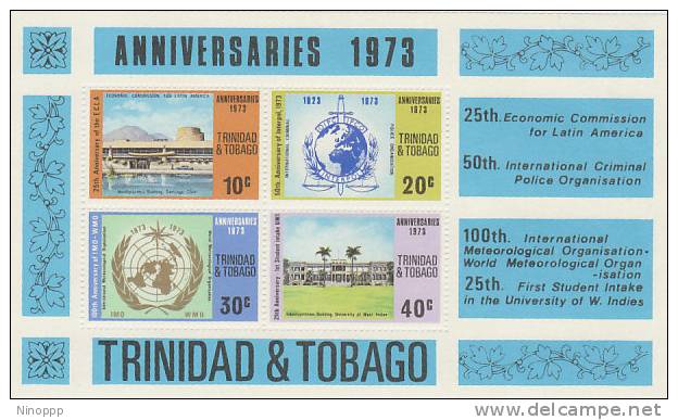 Trinidad $ Tobago-1973 Anniversaries Souvenir Sheet MNH - Trinidad En Tobago (1962-...)