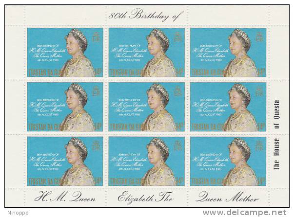 Tristan Da Cunha-1980 80th Birthday Queen Mother MNH Sheetlet - Trinidad En Tobago (1962-...)