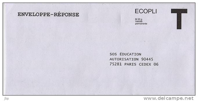 Enveloppe Réponse T Ecopli Neuve - SOS Education. - Cards/T Return Covers