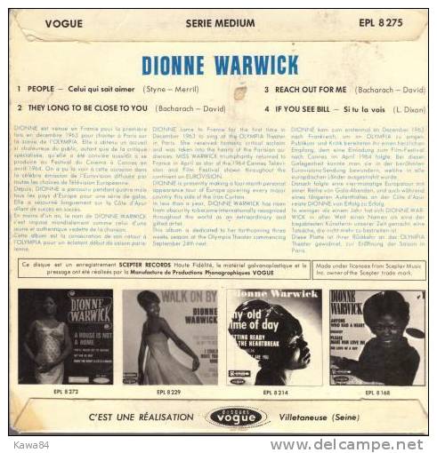 EP 45 RPM (7")  Dionne Warwick " People " - Soul - R&B