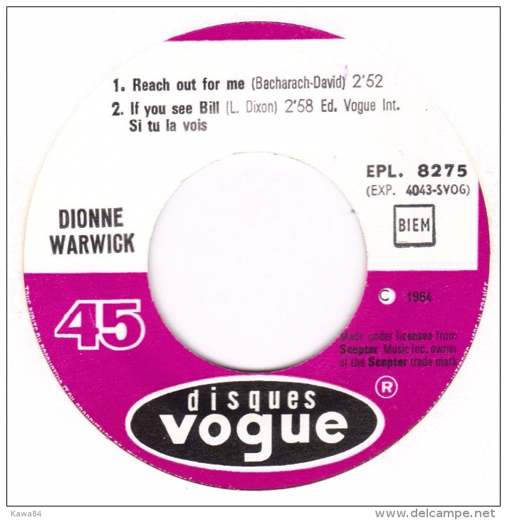 EP 45 RPM (7")  Dionne Warwick " People " - Soul - R&B