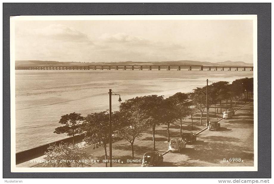 United Kingdom PPC Scotland Riverside Drive And Tay Bridge, Dundee Echt Real Photo Véritable Valentine´s Postcard - Angus