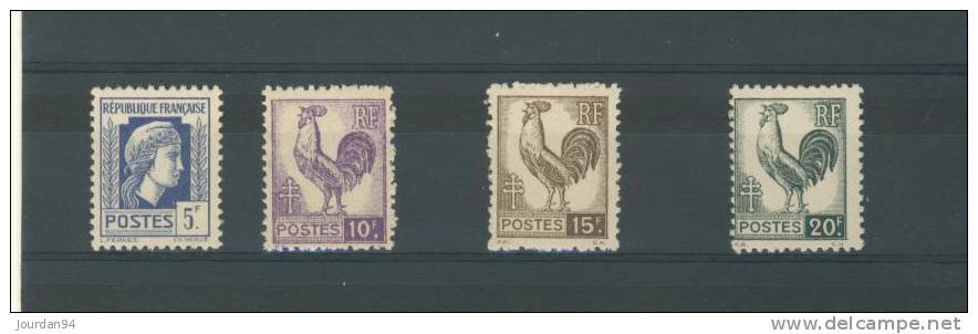 FRANCE                                   N°     1645  /  648 - 1944 Coq Et Marianne D'Alger