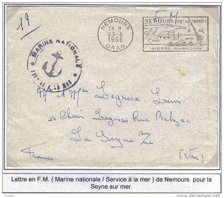 Algérie. Lettre Nemours 1956. OMEC Marine - Lettres & Documents