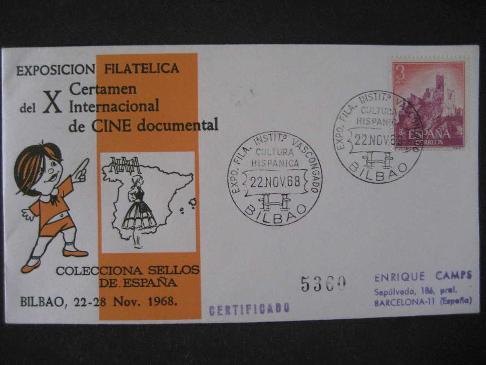 Bilbao Vizcaya Spain 1968 Certamen Int. Cine Documental Special Event Cancel Cine Film Cinema Camera Camara Pelicula - Cinema